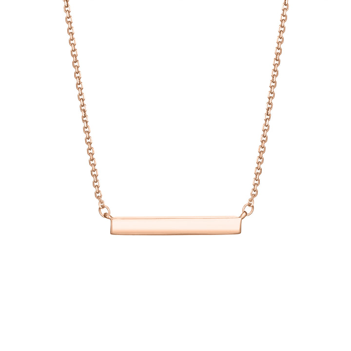 Thin Lateral Bar Cremation Necklace in 14K Rose Gold