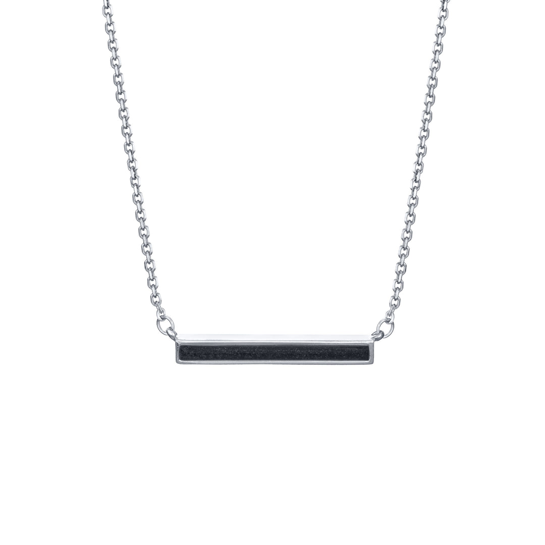 Thin Lateral Bar Cremation Necklace in 14K White Gold
