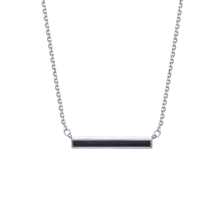 Thin Lateral Bar Cremation Necklace in 14K White Gold