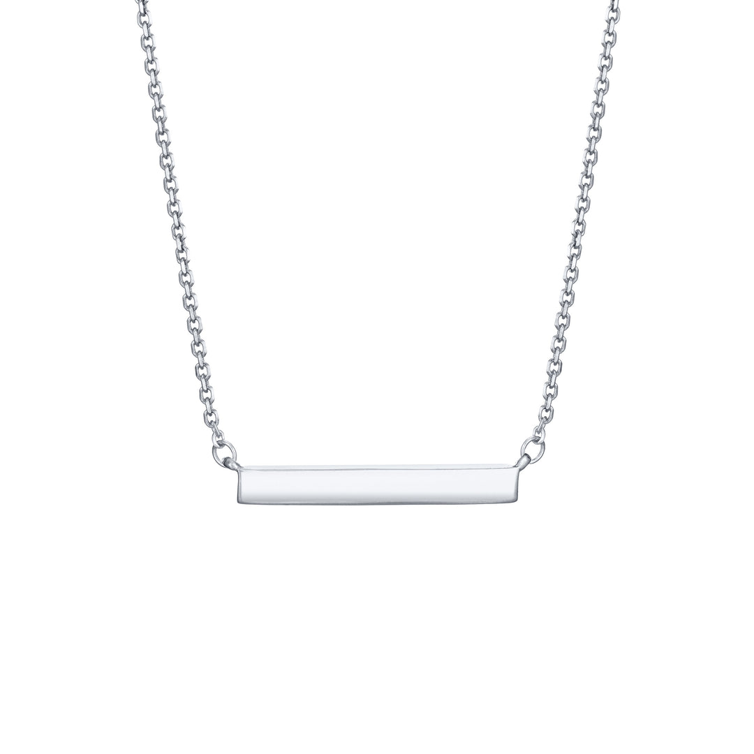 Thin Lateral Bar Cremation Necklace in 14K White Gold