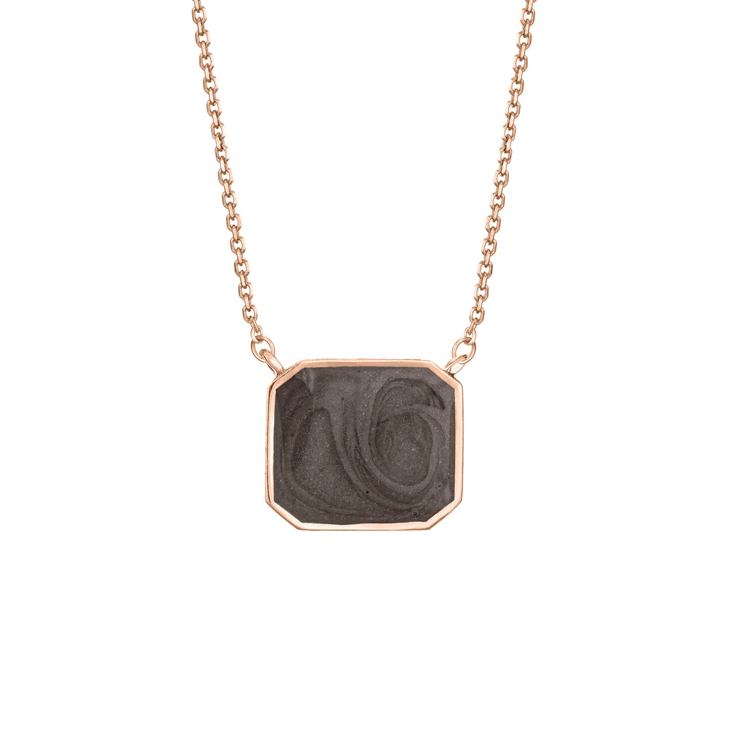 Cushion Art Deco Cremation Necklace in 14K Rose Gold