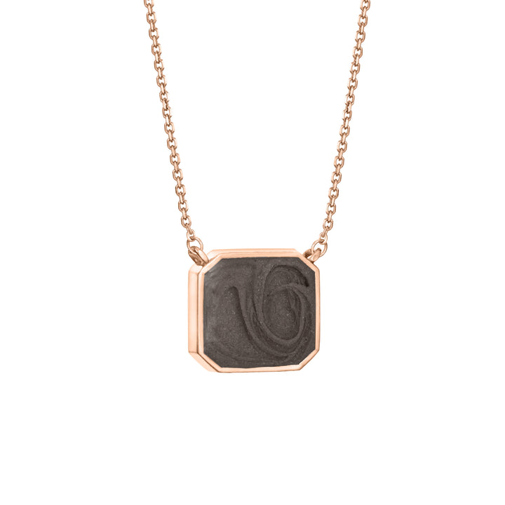 Cushion Art Deco Cremation Necklace in 14K Rose Gold