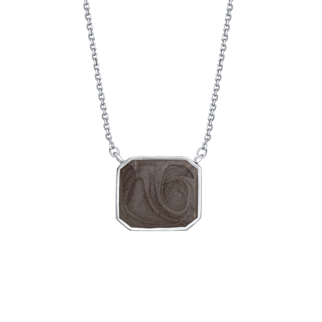 Cushion Art Deco Cremation Necklace in 14K White Gold