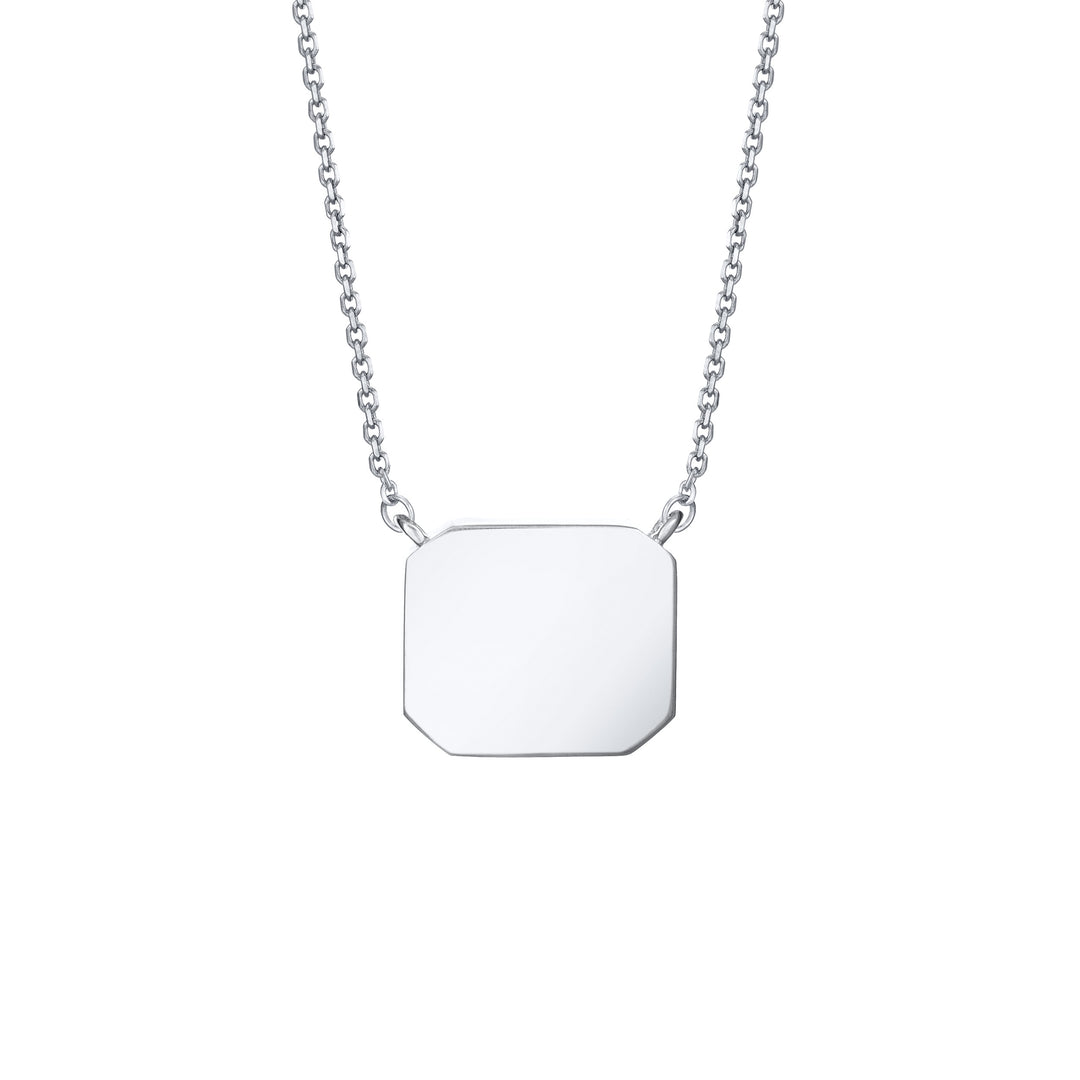 Cushion Art Deco Cremation Necklace in 14K White Gold