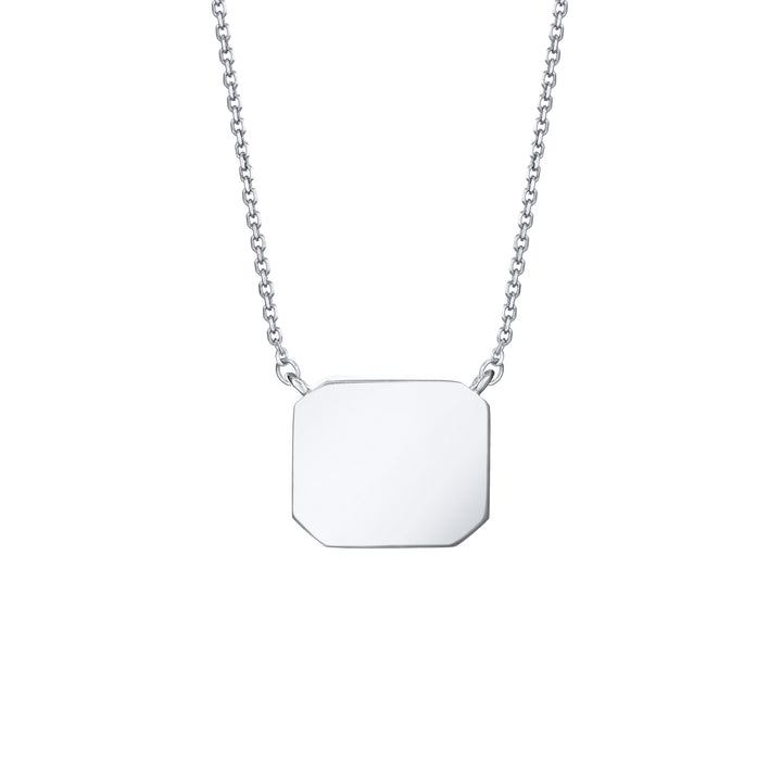 Cushion Art Deco Cremation Necklace in 14K White Gold