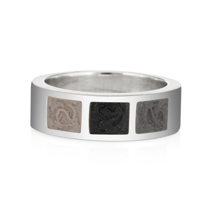 Three Setting Classic Band Cremation Ring in Sterling Silver