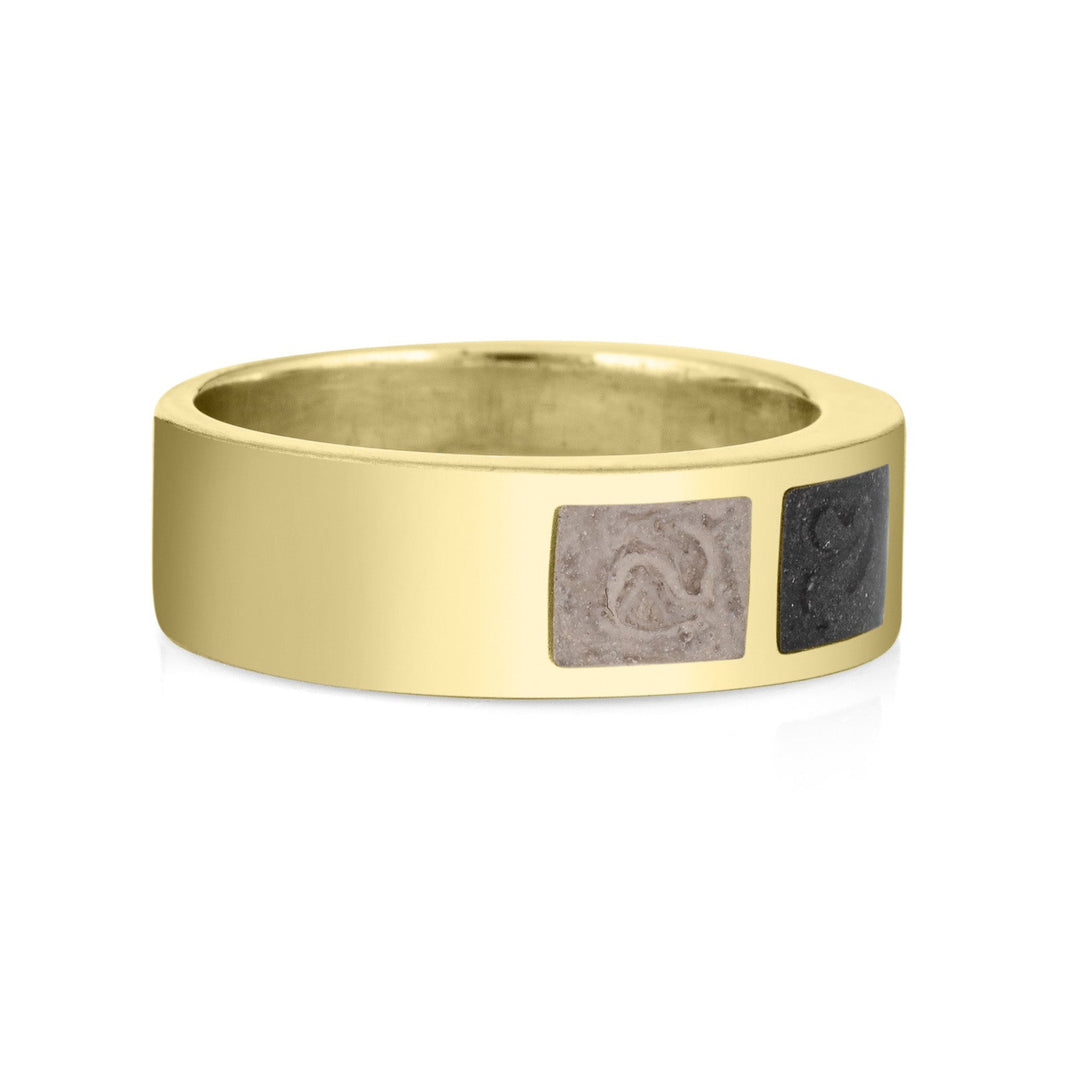 Three Setting Classic Band Cremation Ring in 14K Yellow Gold