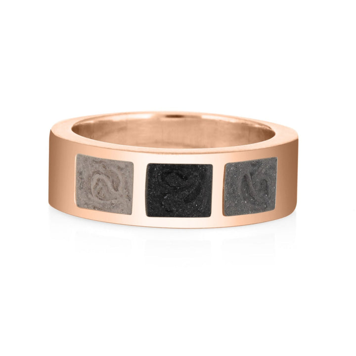 Three Setting Classic Band Cremation Ring in 14K Rose Gold