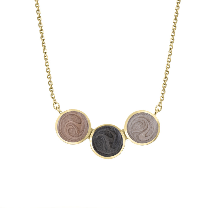 Three Setting Chevron Cremation Necklace in 14K Yellow Gold