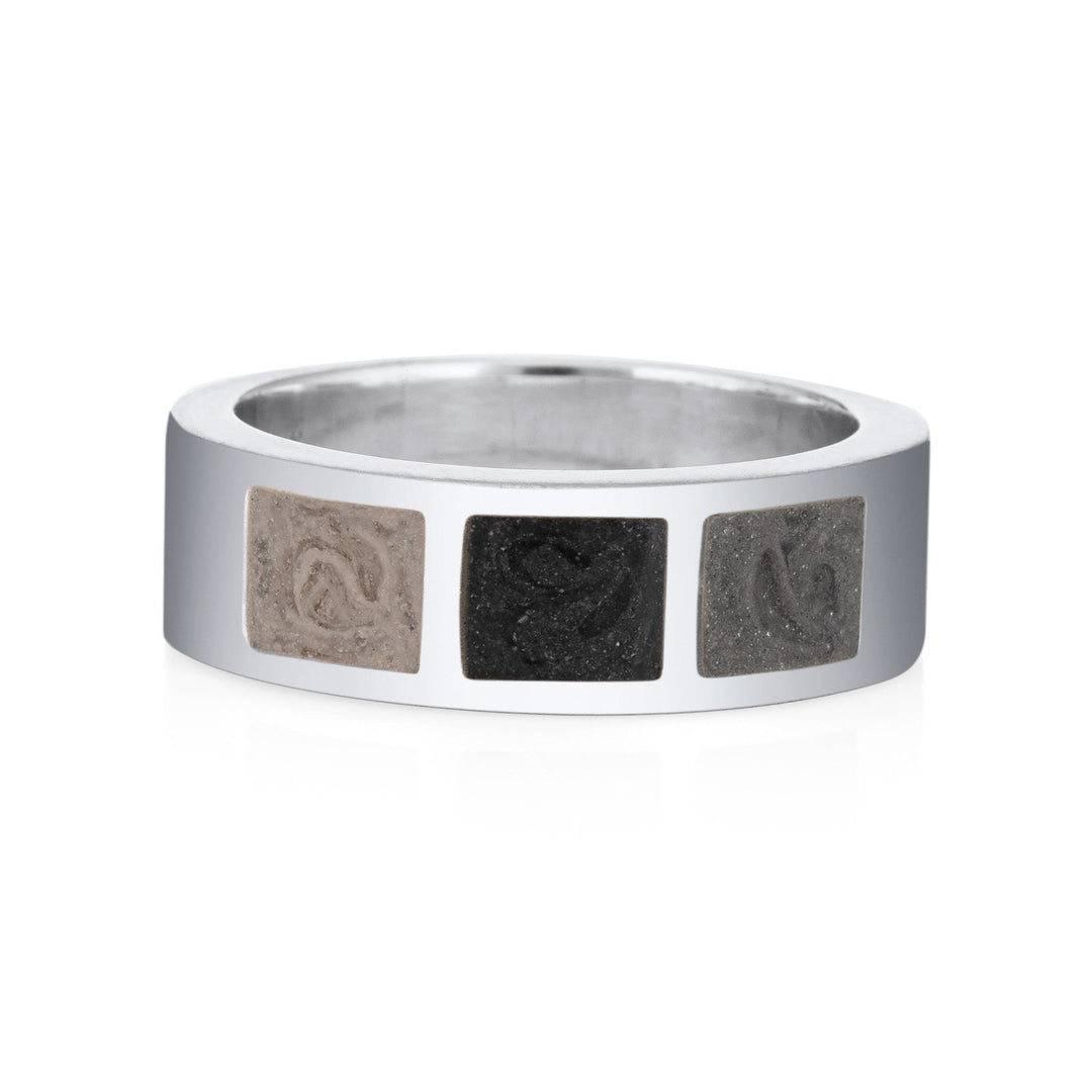 Three Setting Classic Band Cremation Ring in 14K White Gold