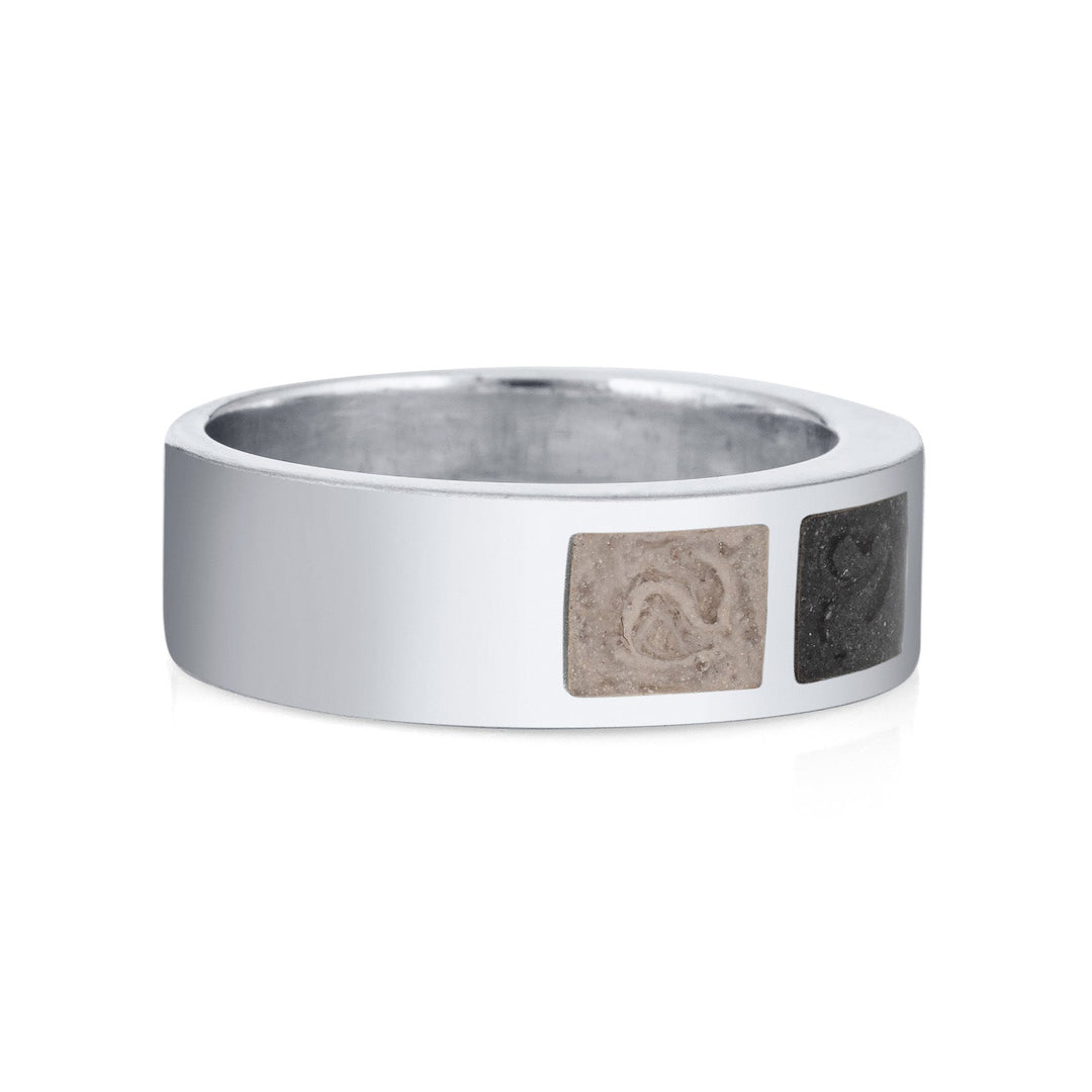 Three Setting Classic Band Cremation Ring in 14K White Gold