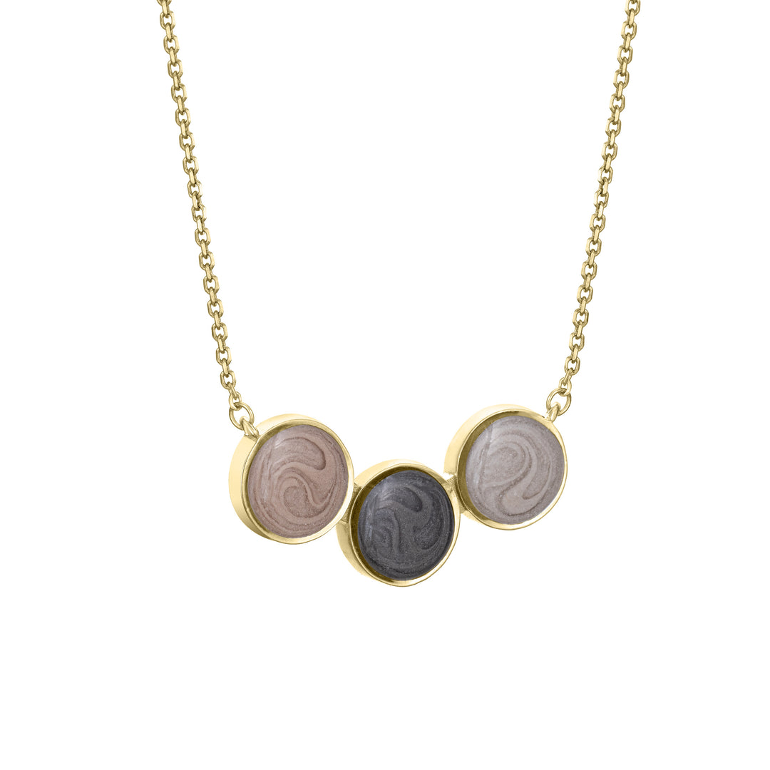 Three Setting Chevron Cremation Necklace in 14K Yellow Gold