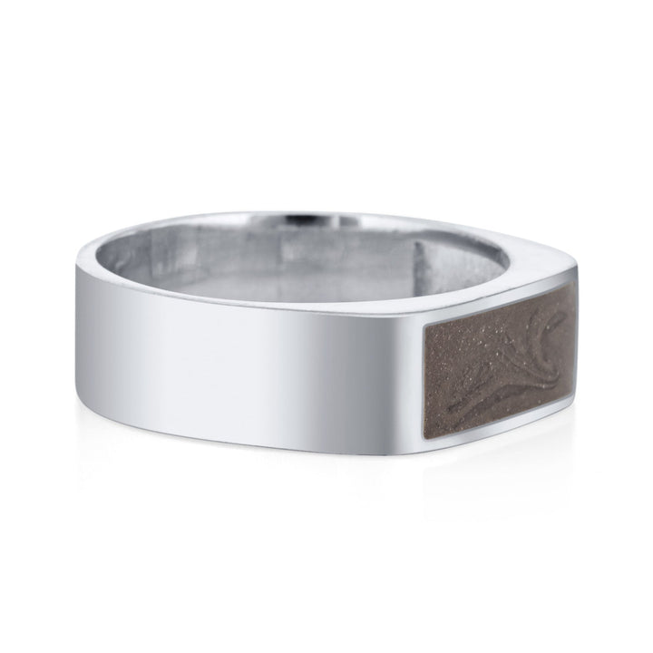 Men's Classic Band Cremation Ring in 14K White Gold