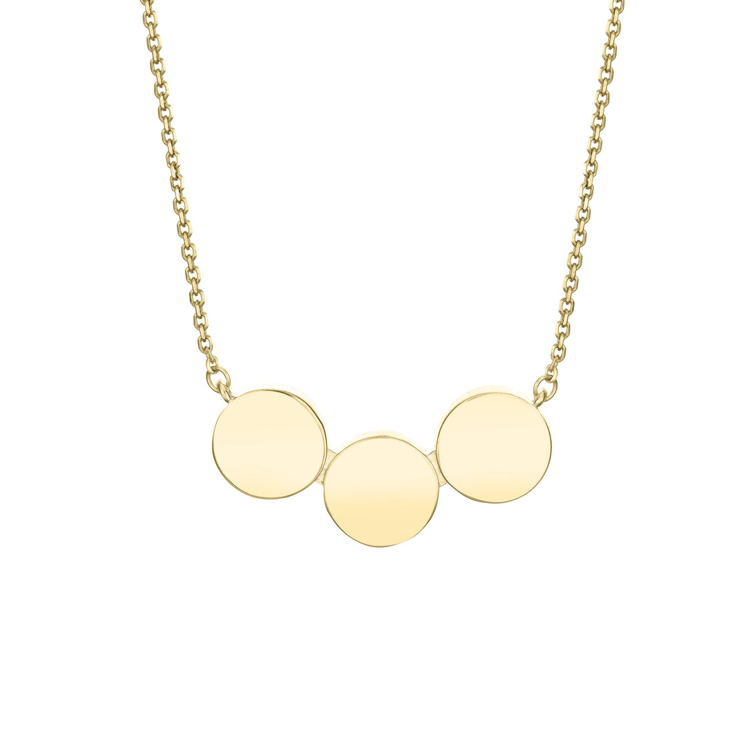 Three Setting Chevron Cremation Necklace in 14K Yellow Gold