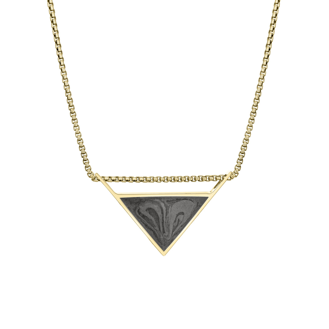 Detailed Sliding Triangle Cremation Necklace in 14K Yellow Gold
