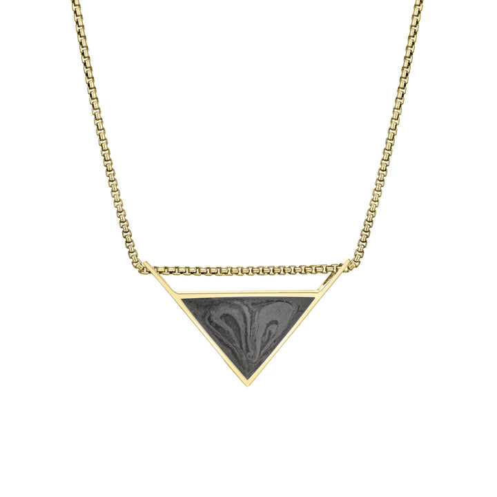 Detailed Sliding Triangle Cremation Necklace in 14K Yellow Gold