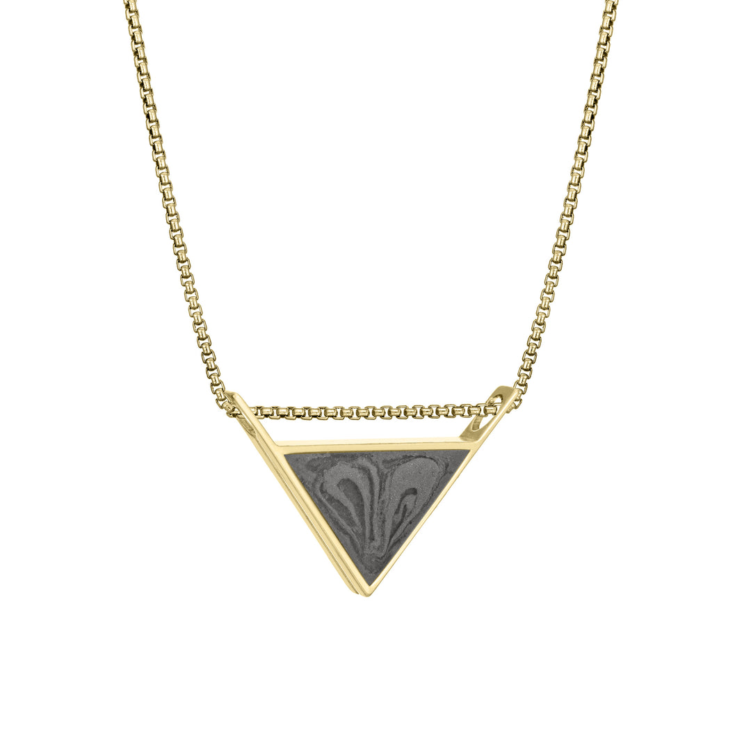Detailed Sliding Triangle Cremation Necklace in 14K Yellow Gold