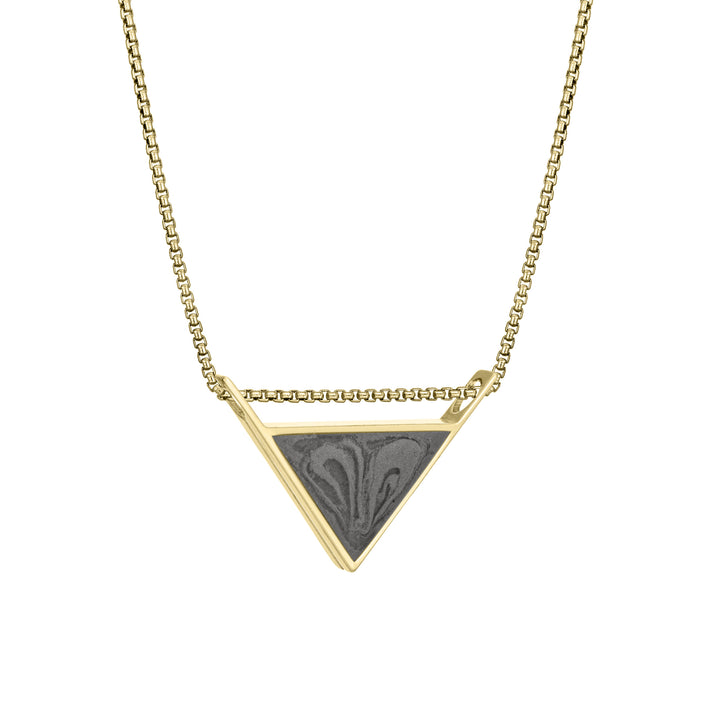 Detailed Sliding Triangle Cremation Necklace in 14K Yellow Gold