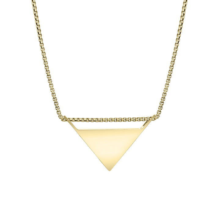 Detailed Sliding Triangle Cremation Necklace in 14K Yellow Gold