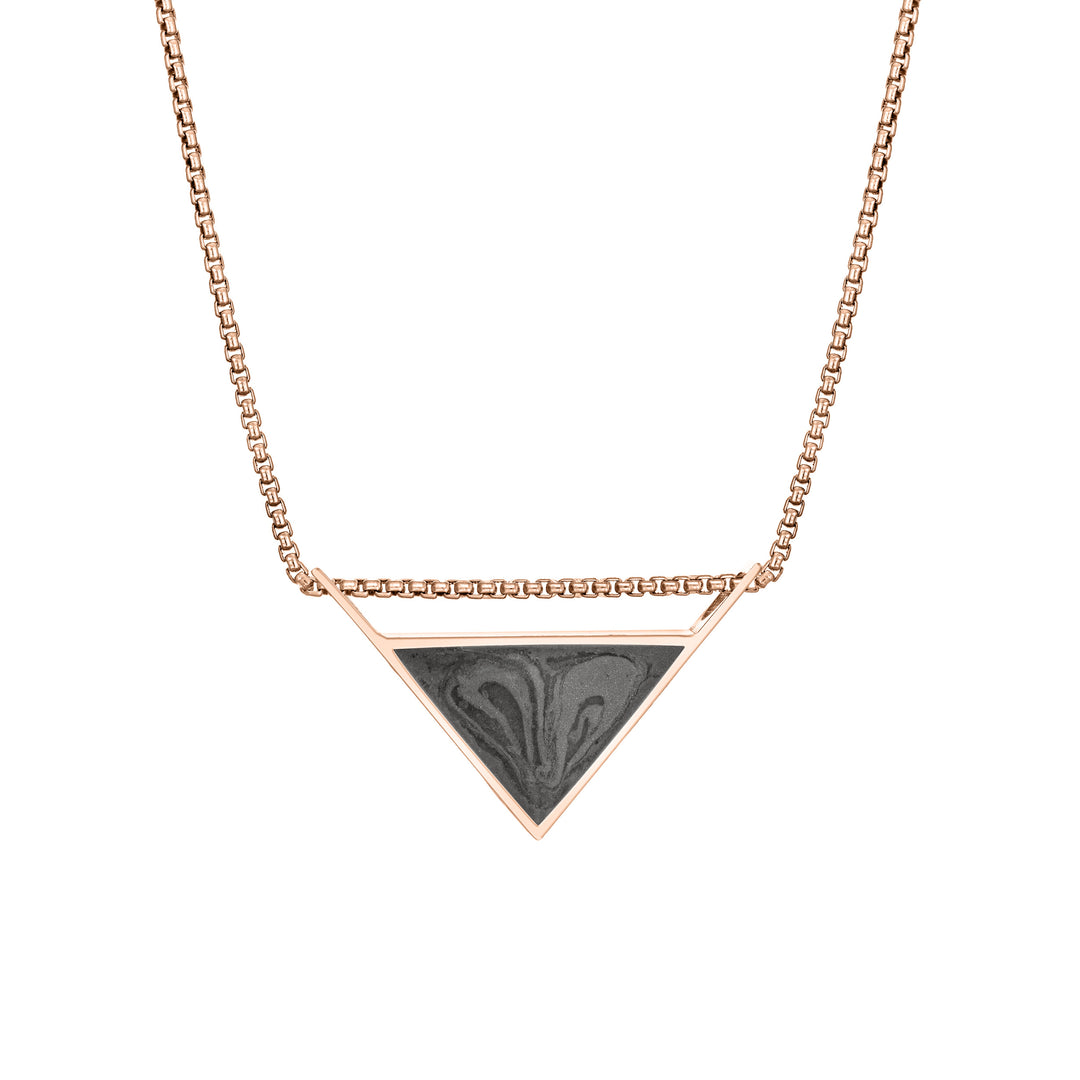 Detailed Sliding Triangle Cremation Necklace in 14K Rose Gold