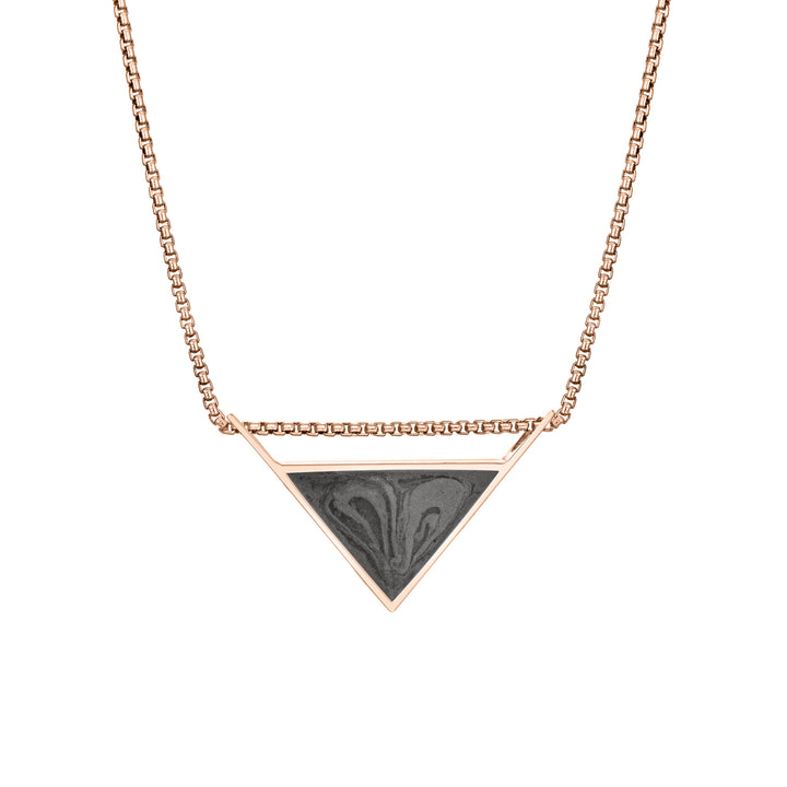 Detailed Sliding Triangle Cremation Necklace in 14K Rose Gold