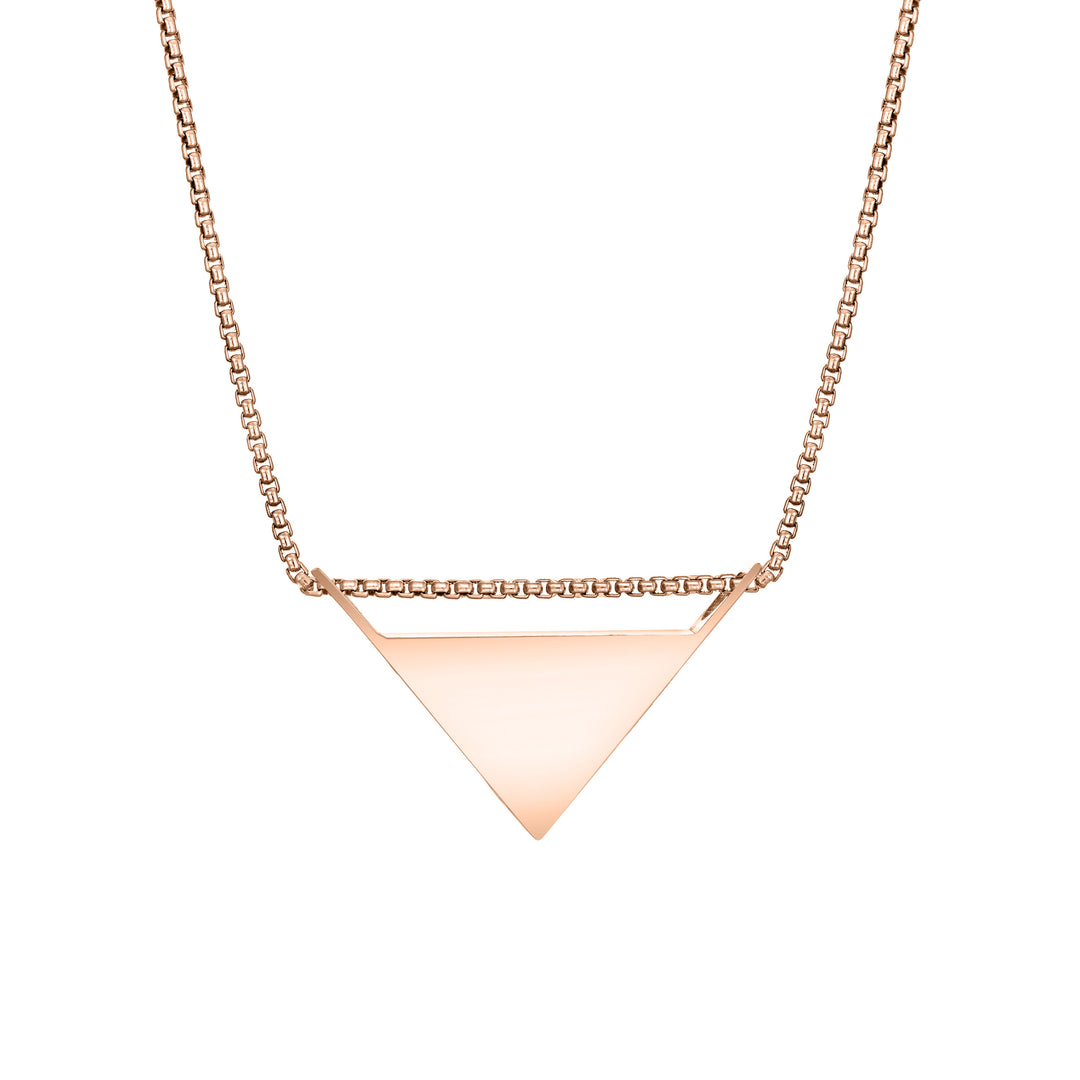 Detailed Sliding Triangle Cremation Necklace in 14K Rose Gold