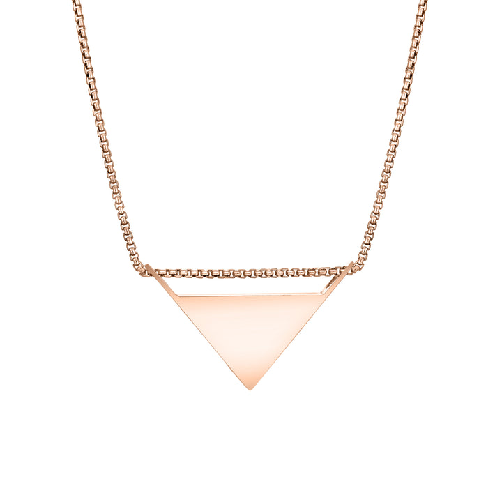 Detailed Sliding Triangle Cremation Necklace in 14K Rose Gold