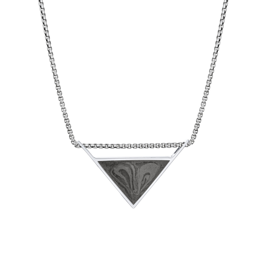 Detailed Sliding Triangle Cremation Necklace in 14K White Gold