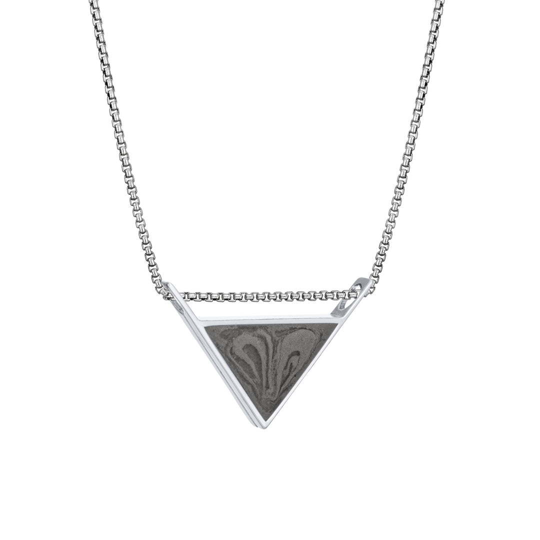 Detailed Sliding Triangle Cremation Necklace in 14K White Gold