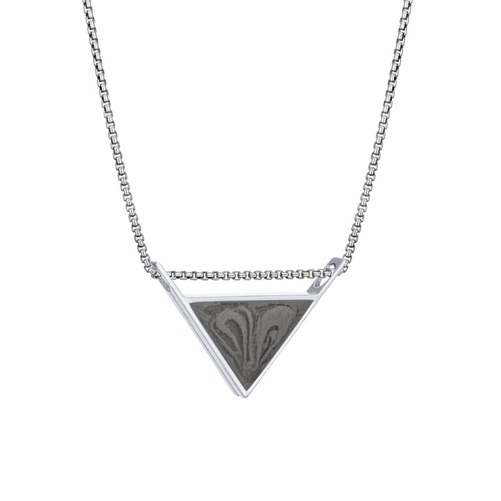 Detailed Sliding Triangle Cremation Necklace in 14K White Gold