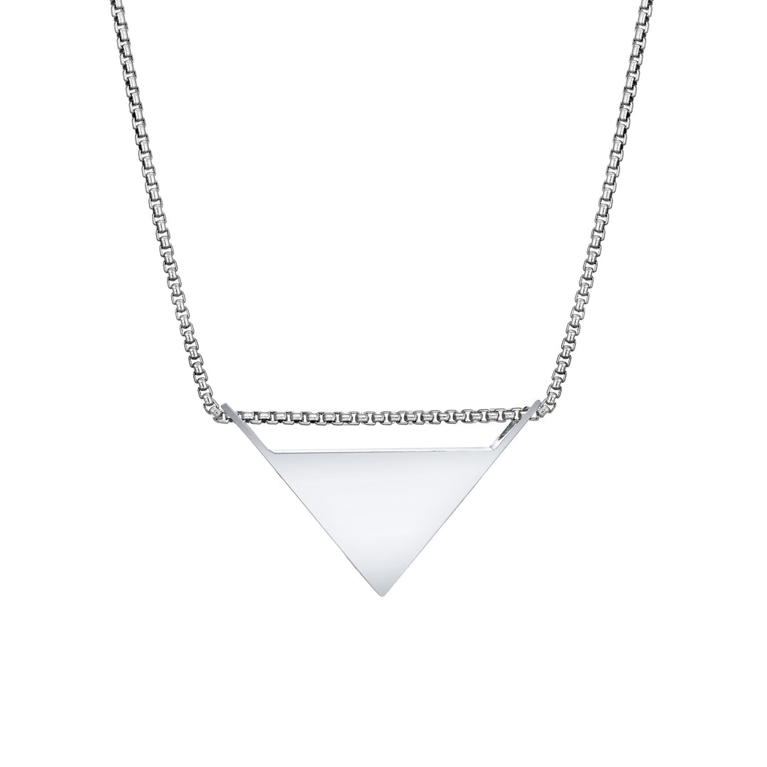 Detailed Sliding Triangle Cremation Necklace in 14K White Gold