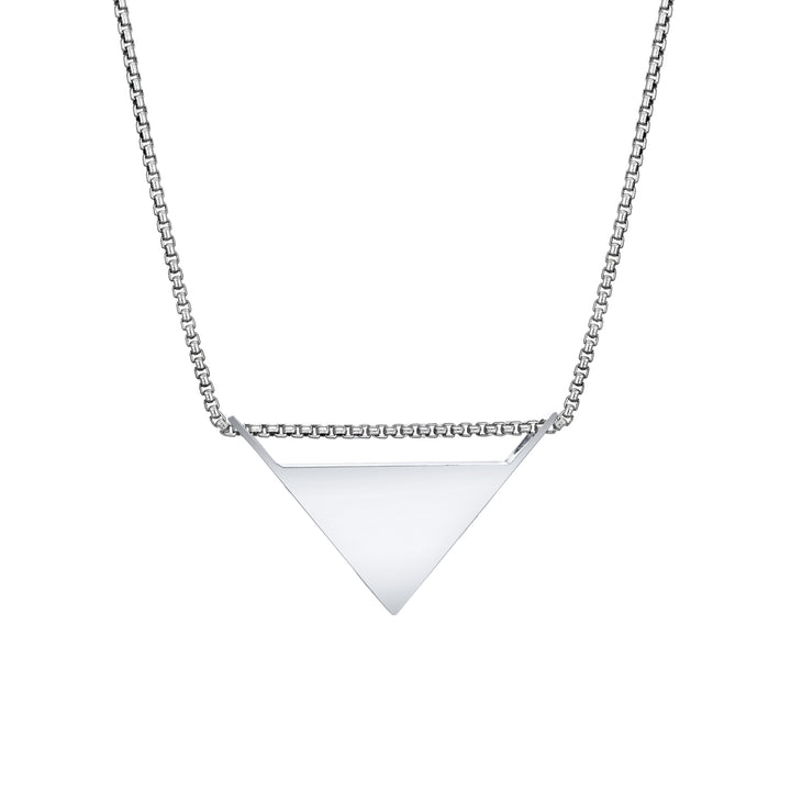 Detailed Sliding Triangle Cremation Necklace in 14K White Gold