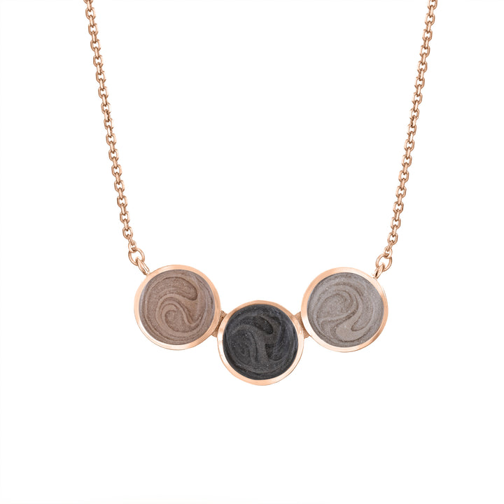 Three Setting Chevron Cremation Necklace in 14K Rose Gold