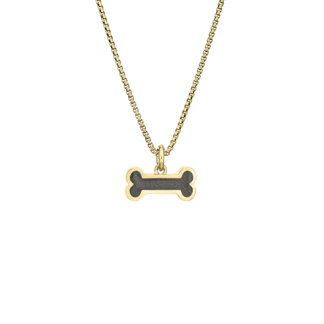 Dog Bone Cremation Necklace in 14K Yellow Gold