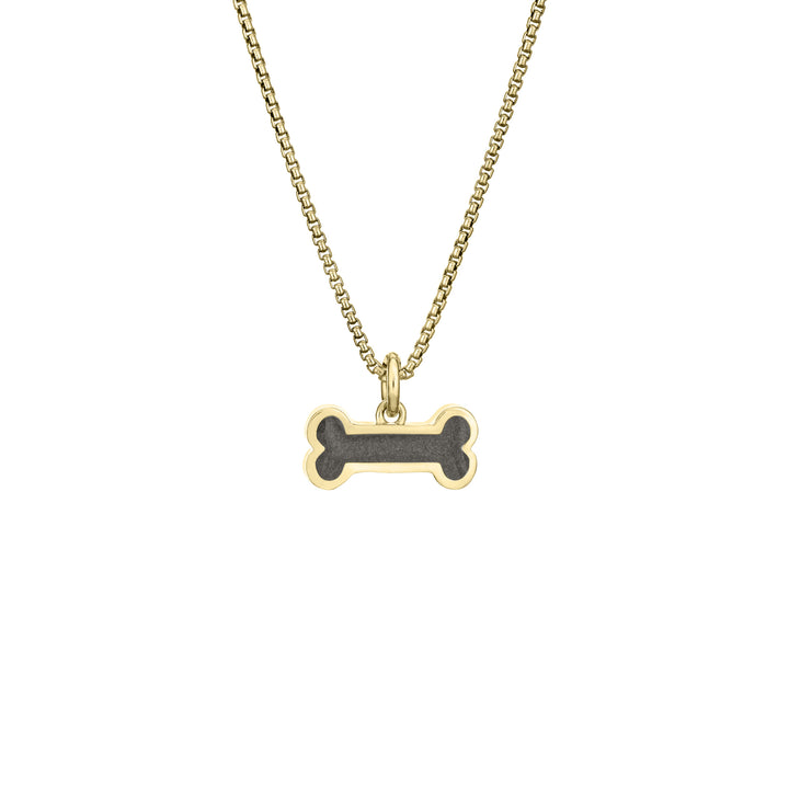 Dog Bone Cremation Necklace in 14K Yellow Gold