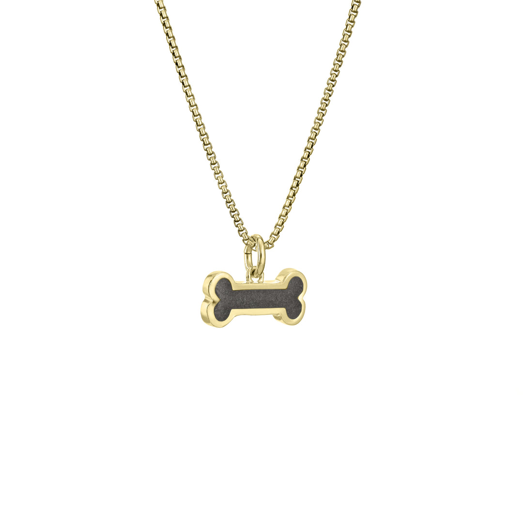 Dog Bone Cremation Necklace in 14K Yellow Gold