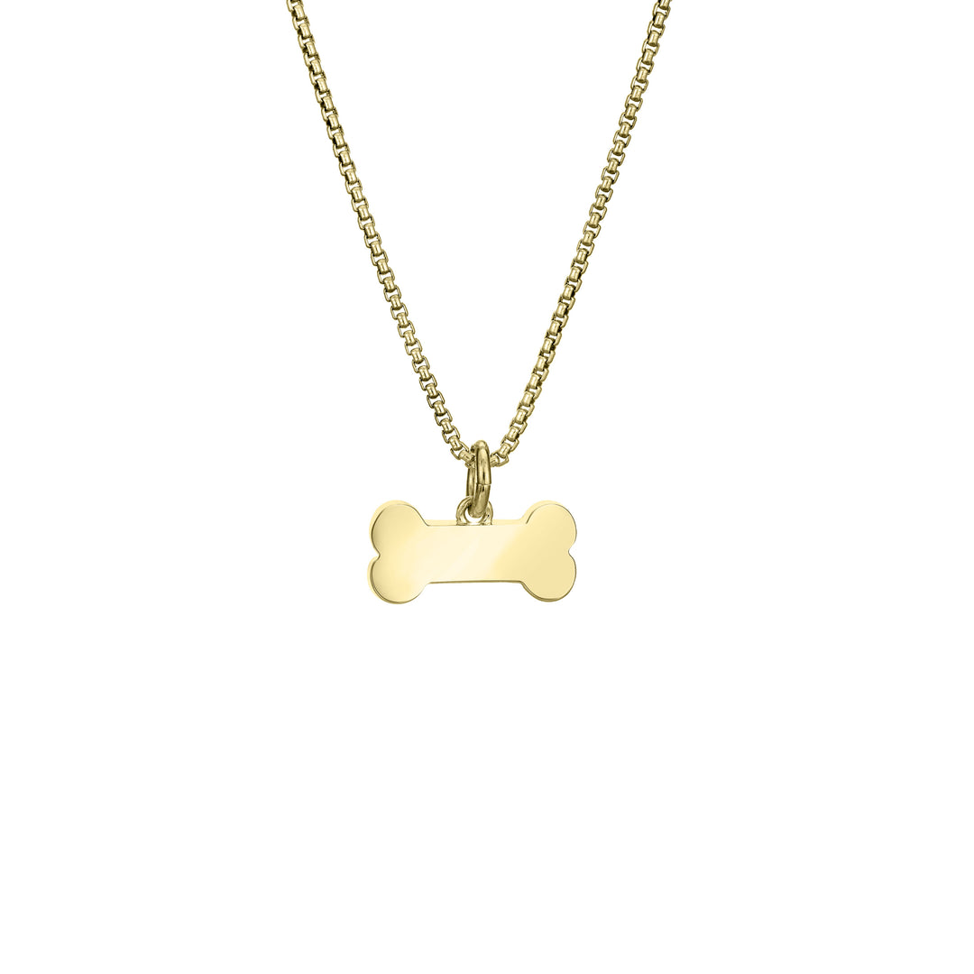 Dog Bone Cremation Necklace in 14K Yellow Gold