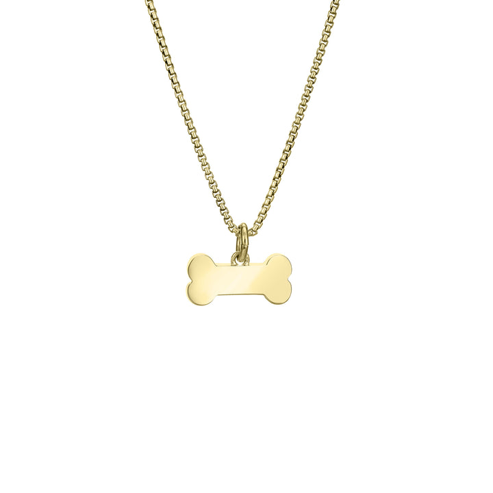 Dog Bone Cremation Necklace in 14K Yellow Gold