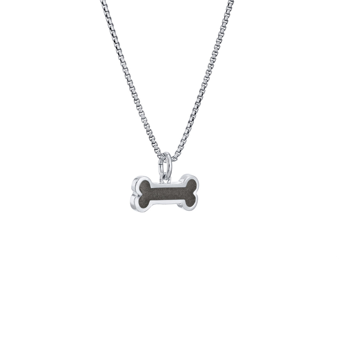 Dog Bone Cremation Necklace in 14K White Gold