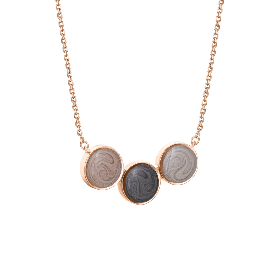 Three Setting Chevron Cremation Necklace in 14K Rose Gold