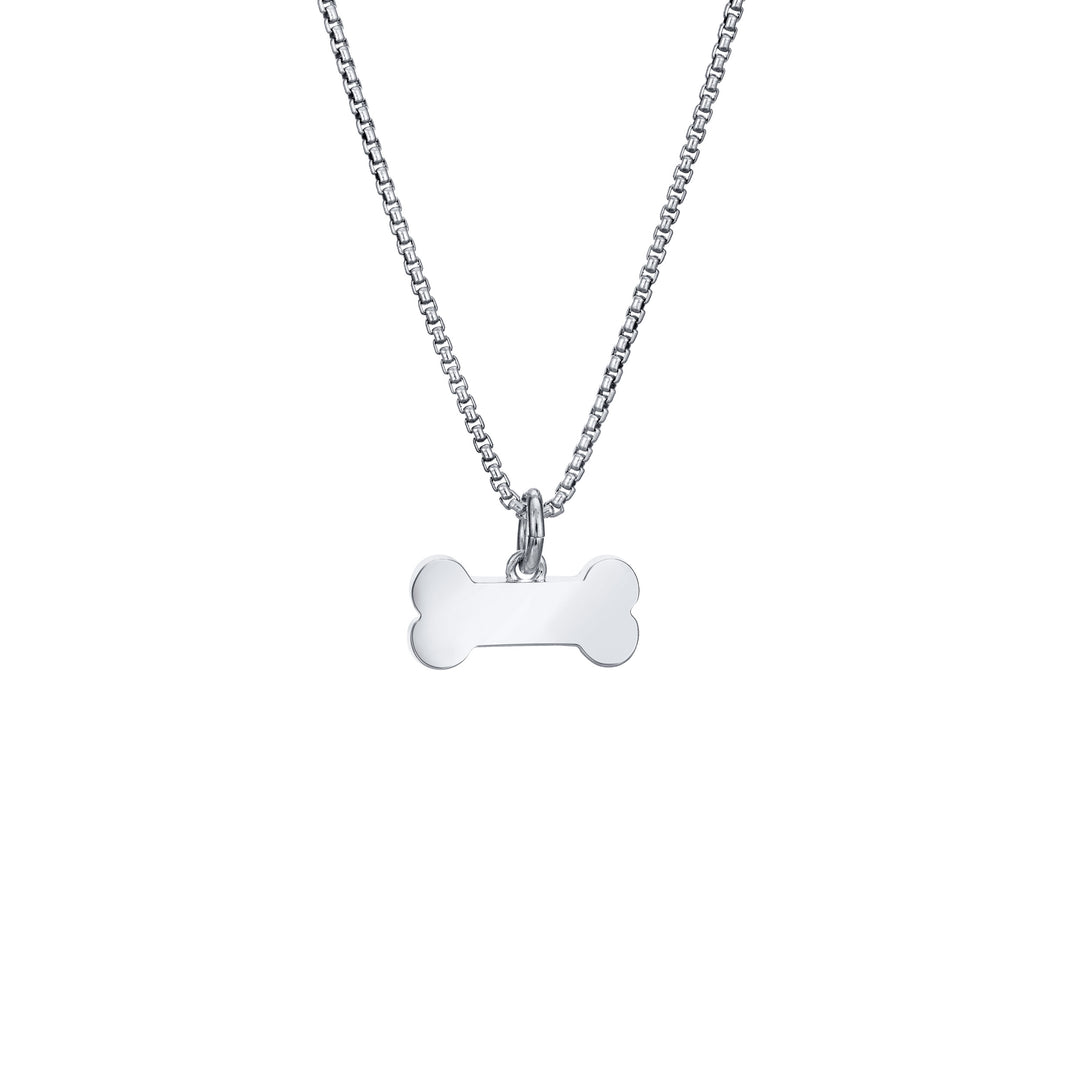 Dog Bone Cremation Necklace in 14K White Gold