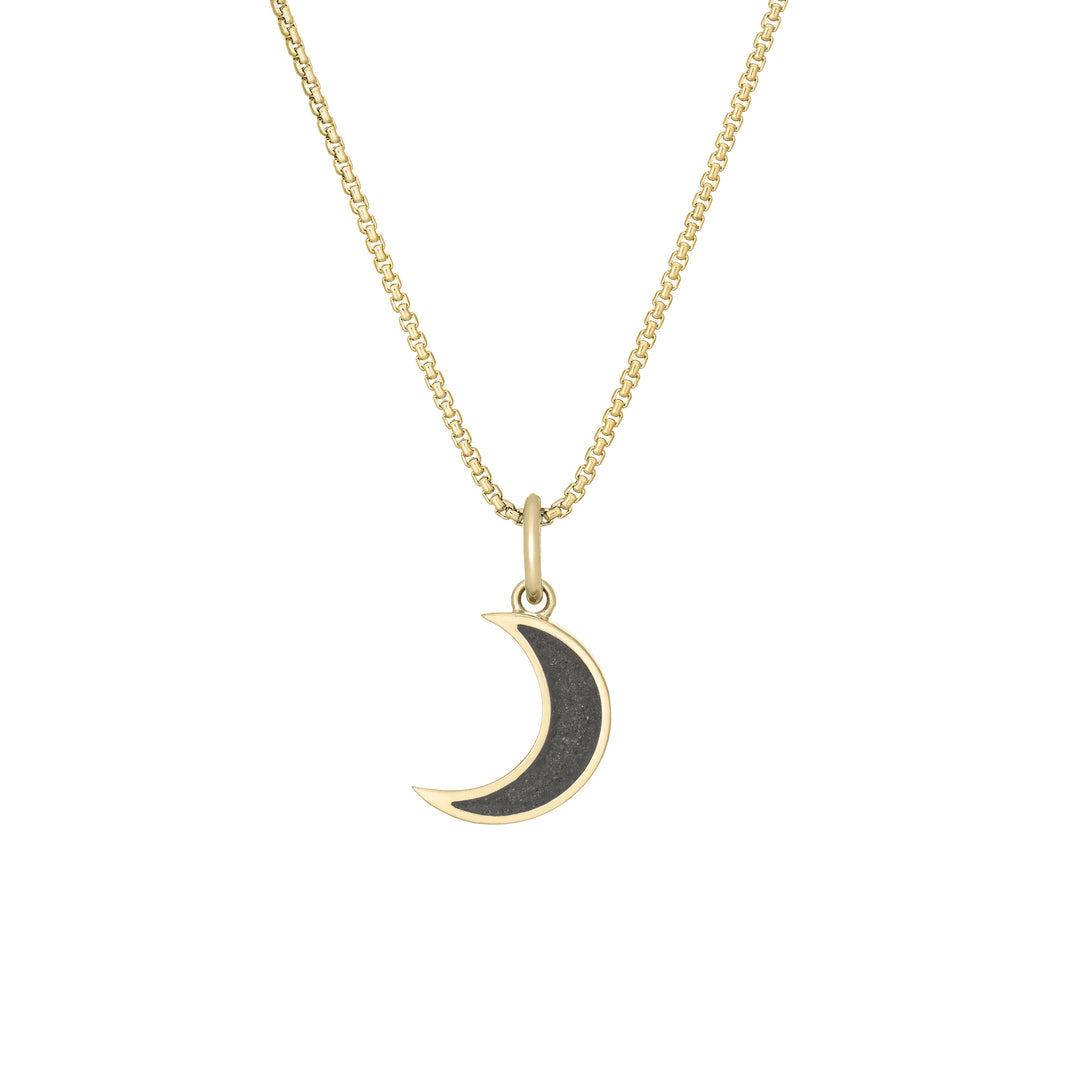 Dainty Crescent Moon Cremation Necklace in 14K Yellow Gold