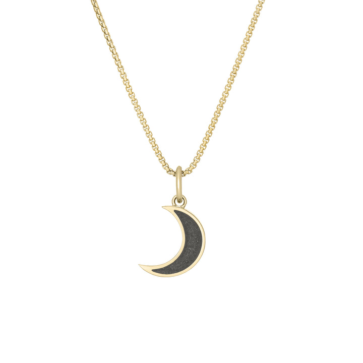 Dainty Crescent Moon Cremation Necklace in 14K Yellow Gold