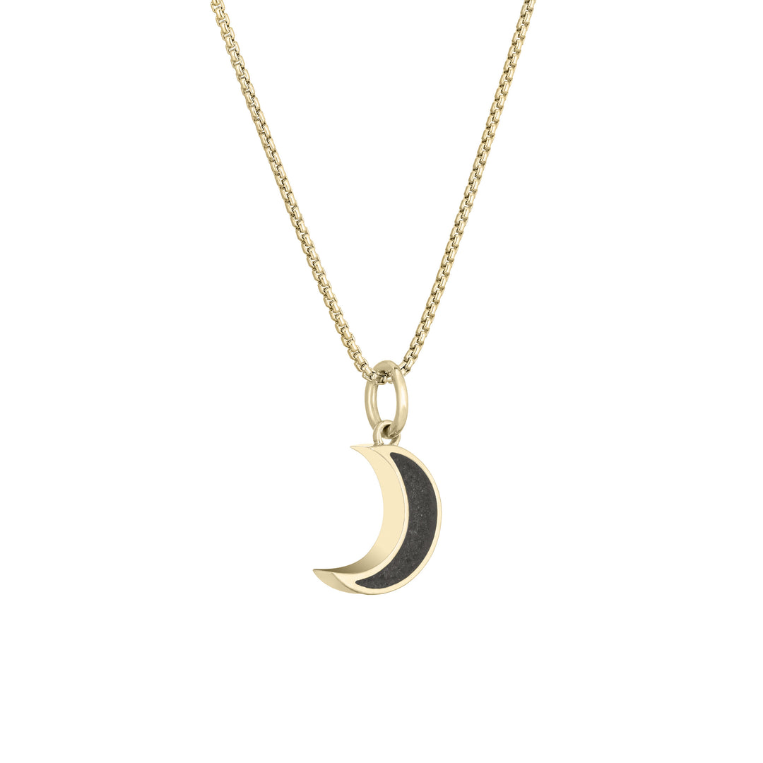 Dainty Crescent Moon Cremation Necklace in 14K Yellow Gold