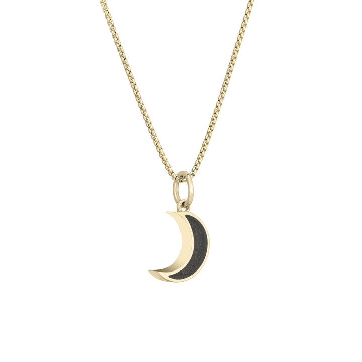 Dainty Crescent Moon Cremation Necklace in 14K Yellow Gold