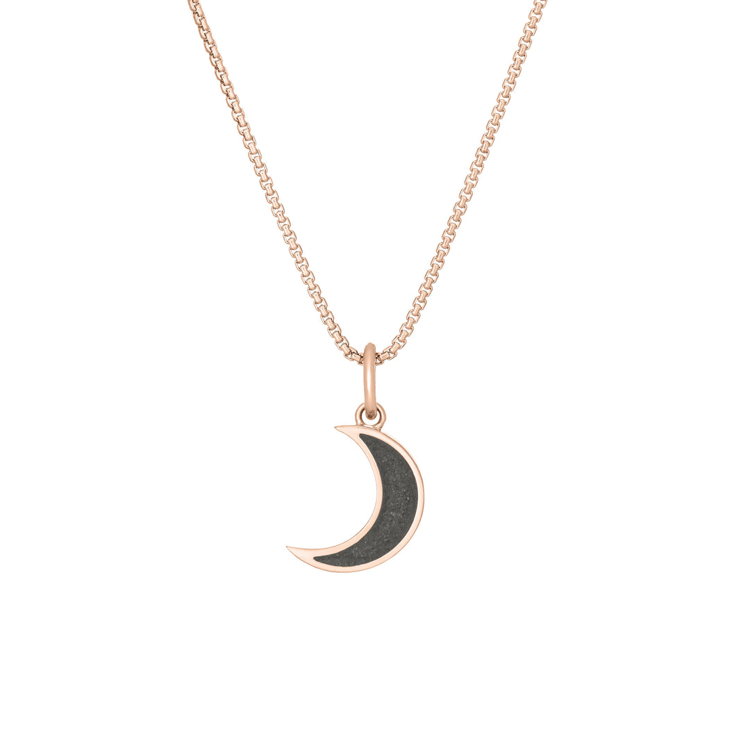 Dainty Crescent Moon Cremation Necklace in 14K Rose Gold