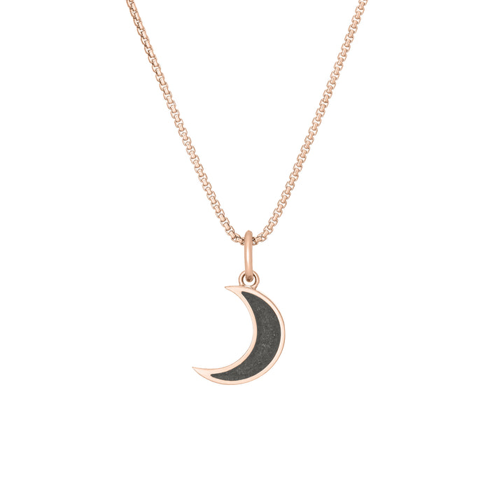 Dainty Crescent Moon Cremation Necklace in 14K Rose Gold