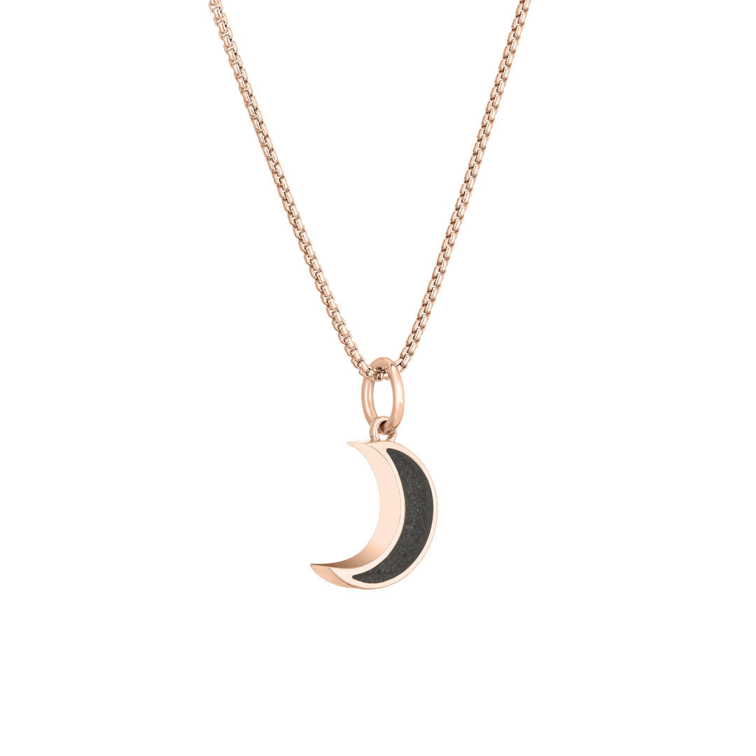 Dainty Crescent Moon Cremation Necklace in 14K Rose Gold