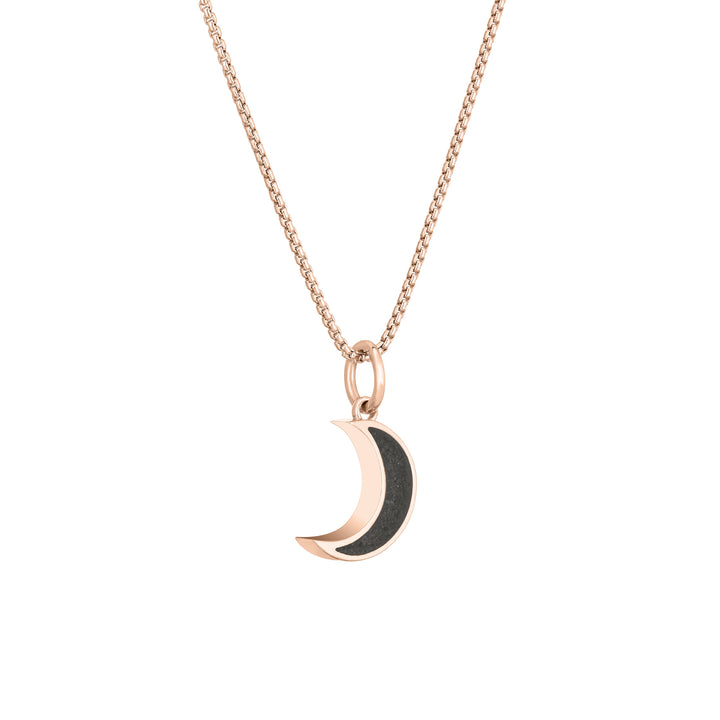 Dainty Crescent Moon Cremation Necklace in 14K Rose Gold