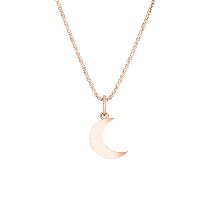 Dainty Crescent Moon Cremation Necklace in 14K Rose Gold